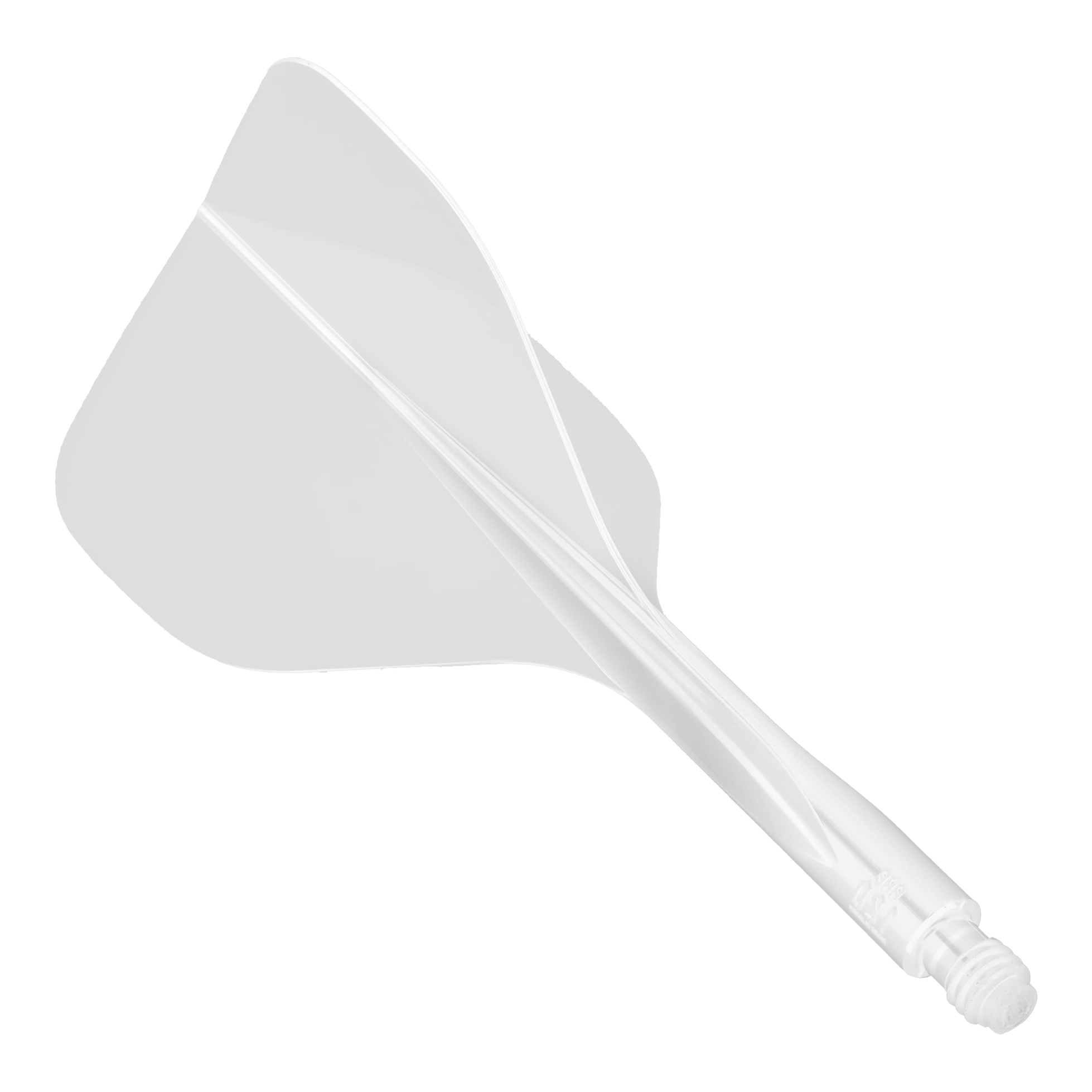 Condor Axe 120 Flight-System White - Standard Das Bild zeigt das Produkt "Condor Axe 120 Flight-System White - Standard". Es handelt sich um ein weißes Flight-System für Darts mit einem integrierten Schaft und Flight.