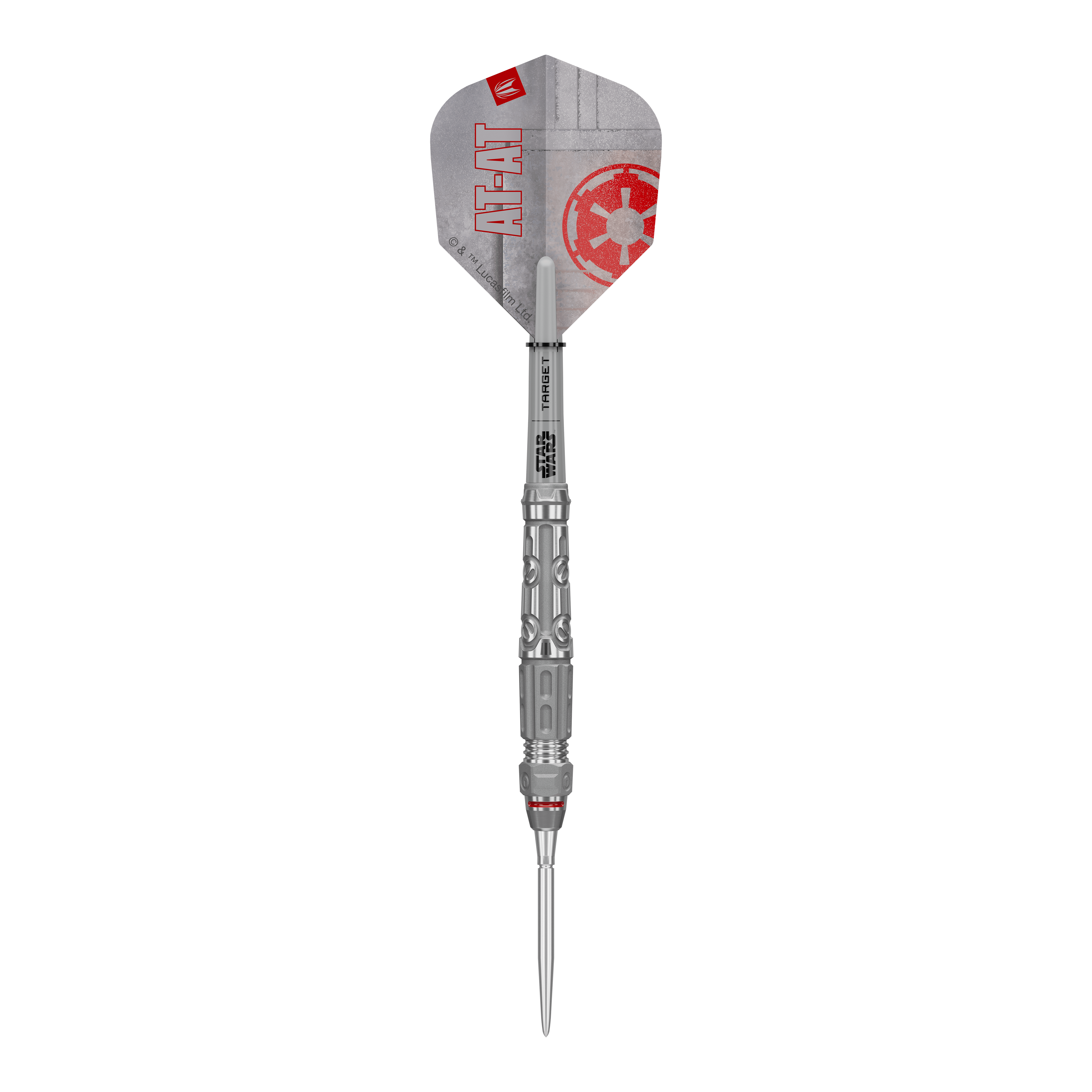 Fléchettes en acier Target Star Wars AT-AT Swiss Point Hier sehen Sie die Target Star Wars AT-AT Swiss Point Steeldarts. Die Abbildung stellt das Design und die Form der Dartpfeile dar.
