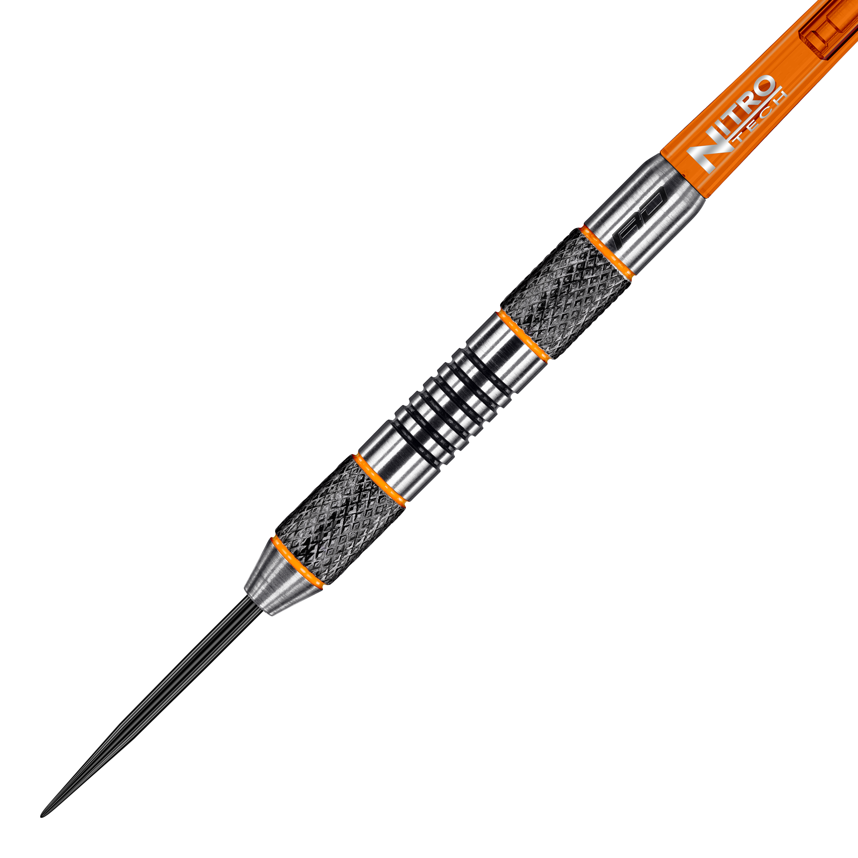 Fléchettes Red Dragon Amberjack 5 en acier - 24 g Dies ist ein Red Dragon Amberjack 5 Steeldart mit einem Gewicht von 24 Gramm. Der Dart hat ein silbernes und schwarzes Design mit orangenen Akzenten und einem Nitro Tech Schaft.