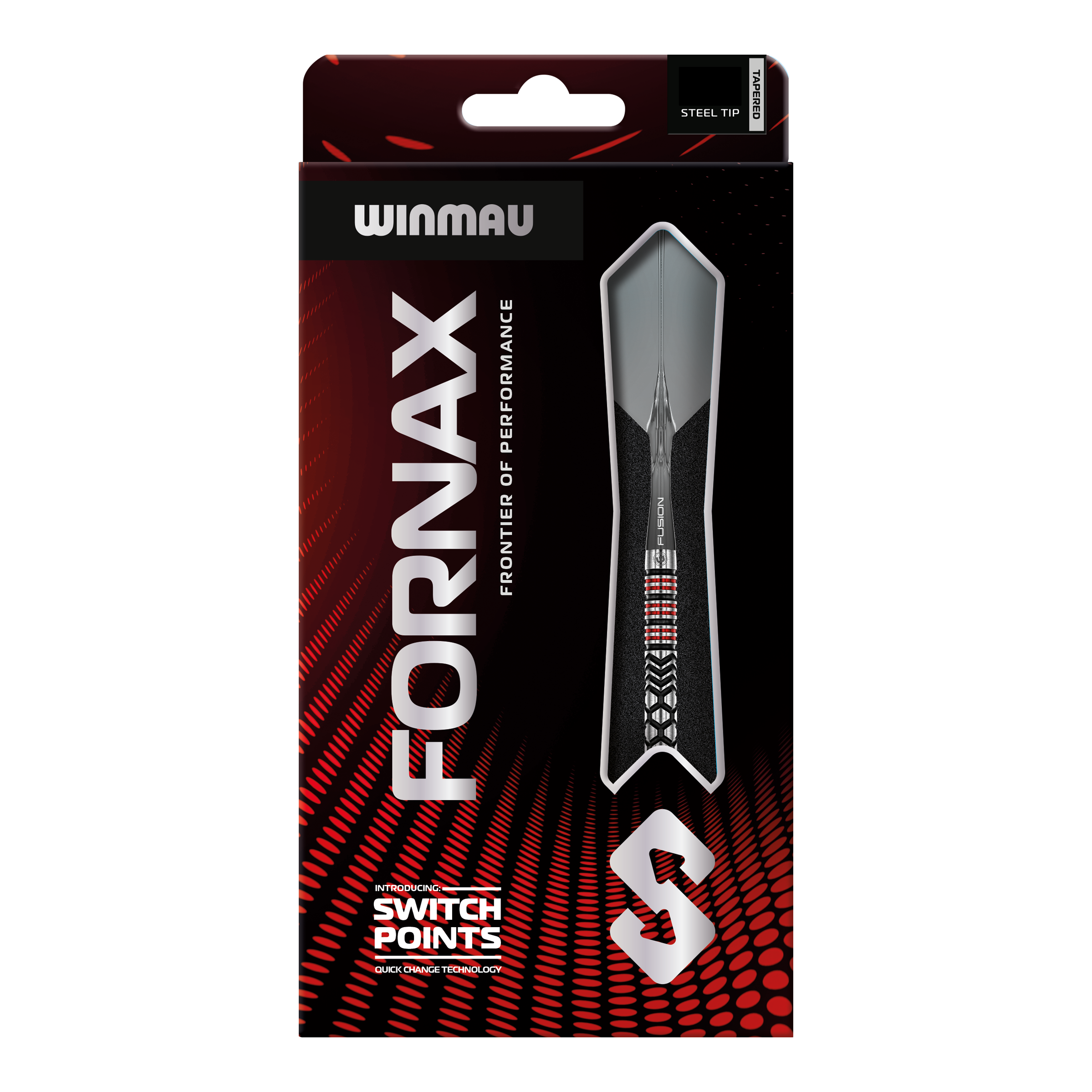 Auf dem Bild sieht man die Winmau Fornax Tapered Switch Point Steeldarts. Sie zeichnen sich durch ihre schlanke und konische Form aus.
