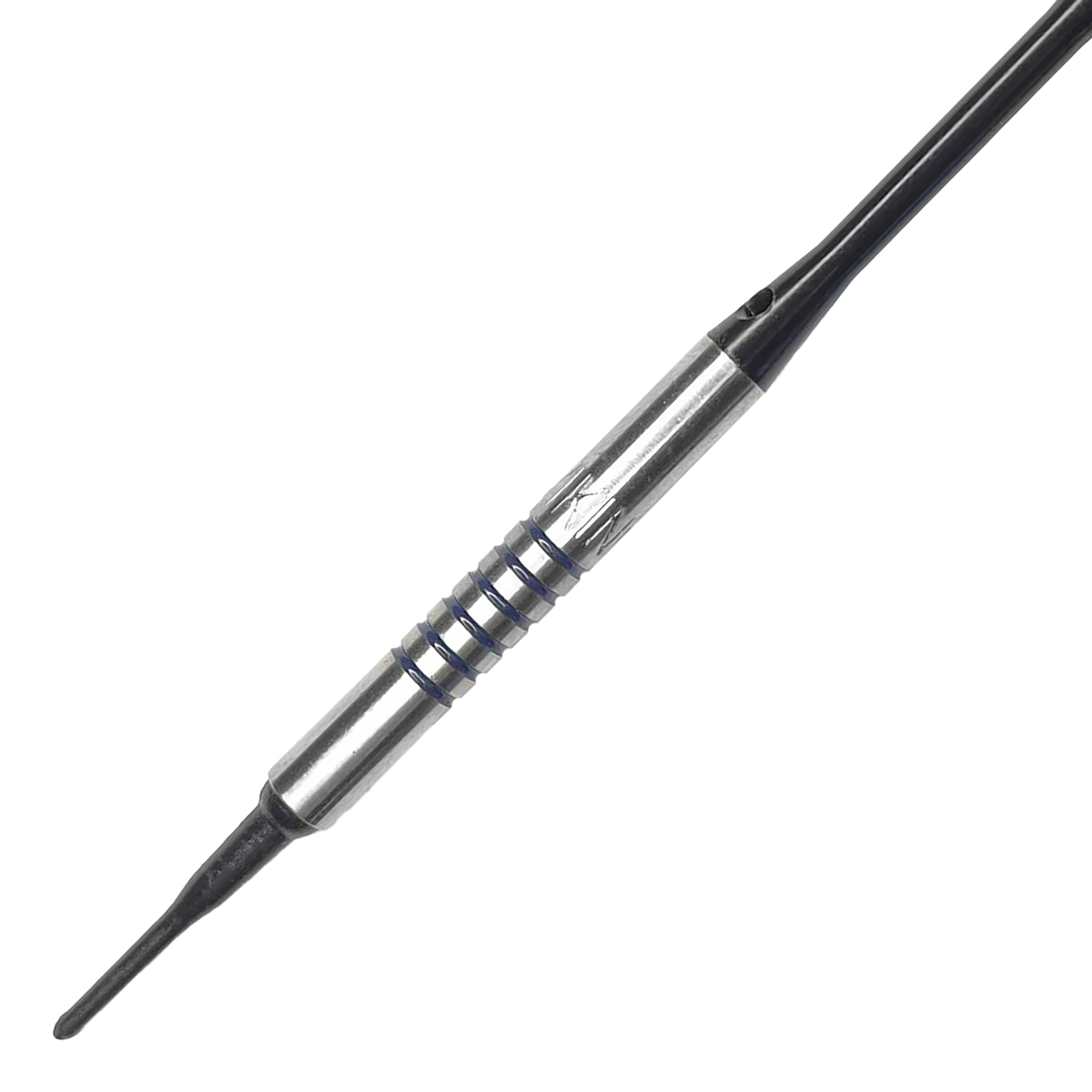Fléchettes souples McDart 85 Tungstène V19 - 16,5 g Dies ist ein McDart 85er Tungsten V19 Softdart mit einem Gewicht von 16,5g. Der Dart hat einen silbernen Barrel mit schwarzen Rillen und einer schwarzen Spitze.