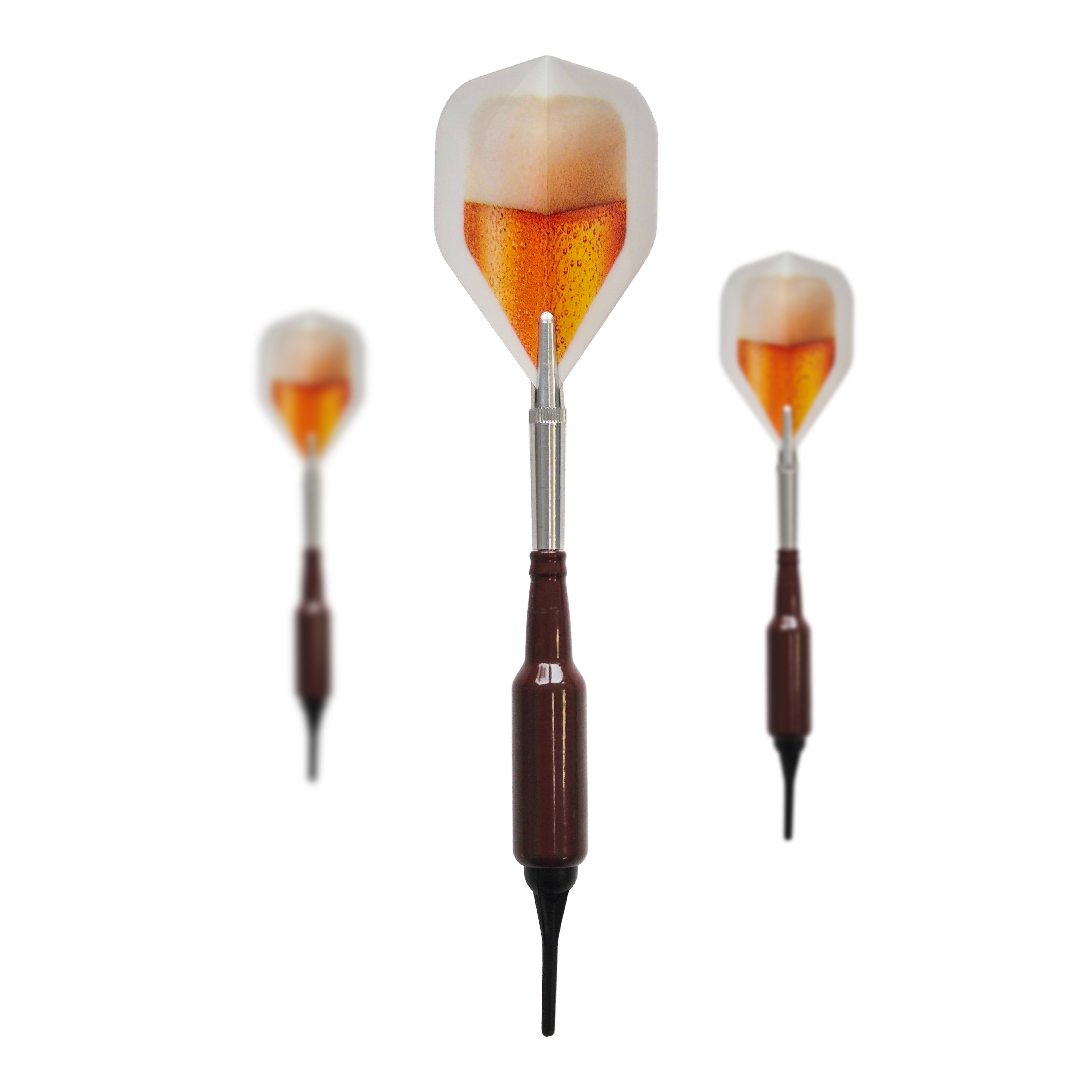 Fléchettes souples McDart Prost en forme de bouteille de bière avec 100 pointes souples - 16,5 g Abgebildet ist ein Set McDart Prost Bierflaschen Softdarts mit 100 Softdartspitzen, 16,5 g. Diese Softdarts haben die Form einer Bierflasche und eignen sich ideal als Geschenk.