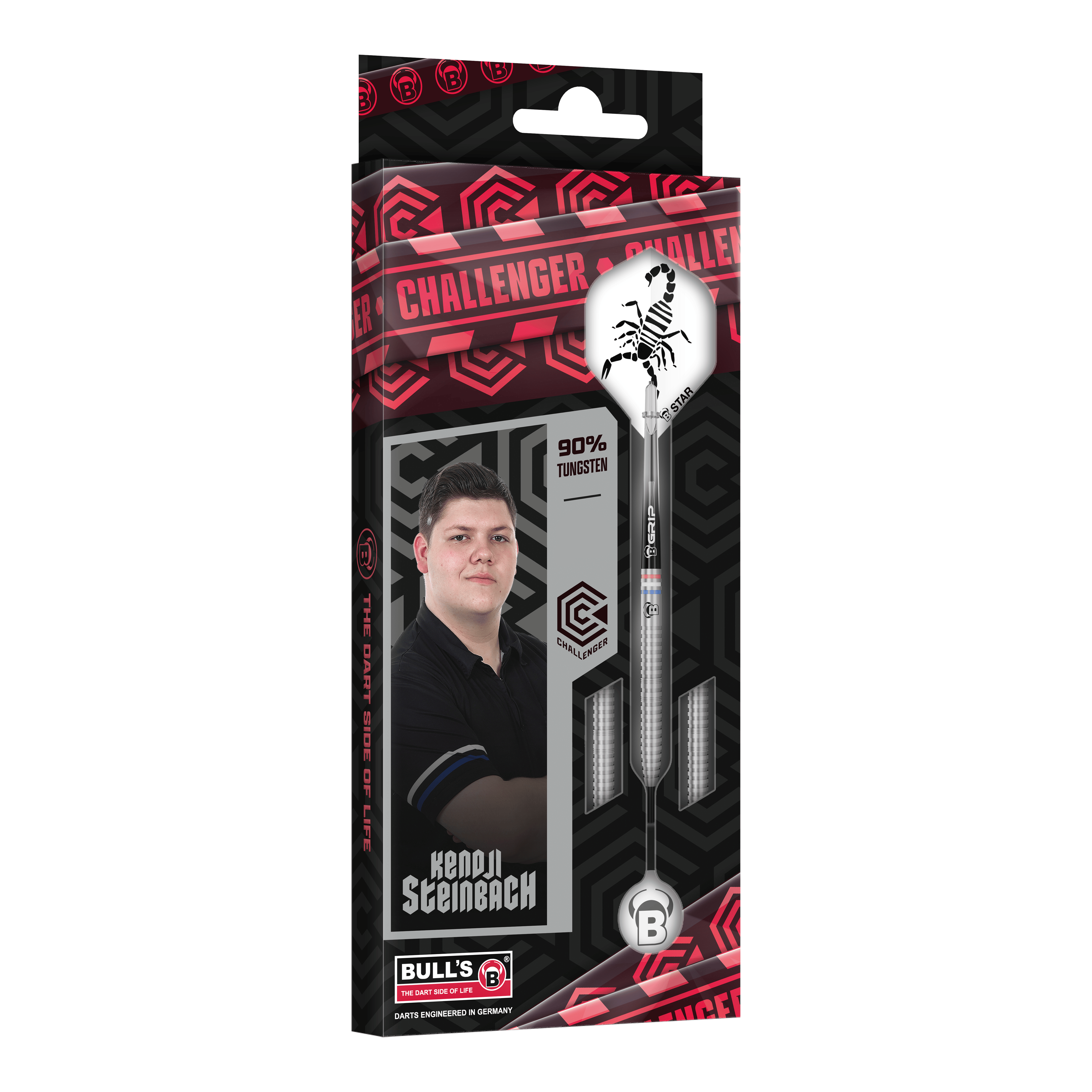 Fléchettes en acier Kendji Steinbach Bulls Challenger - 23 g Auf dem Bild sind die Bulls Challenger Kendji Steinbach Steeldarts - 23g zu sehen. Das Produkt ist ideal für ambitionierte Dartspieler.