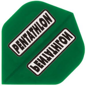p10 Pentathlon Flights standard farbig sind auffällig bedruckt. Die Form ist klassisch dreieckig.