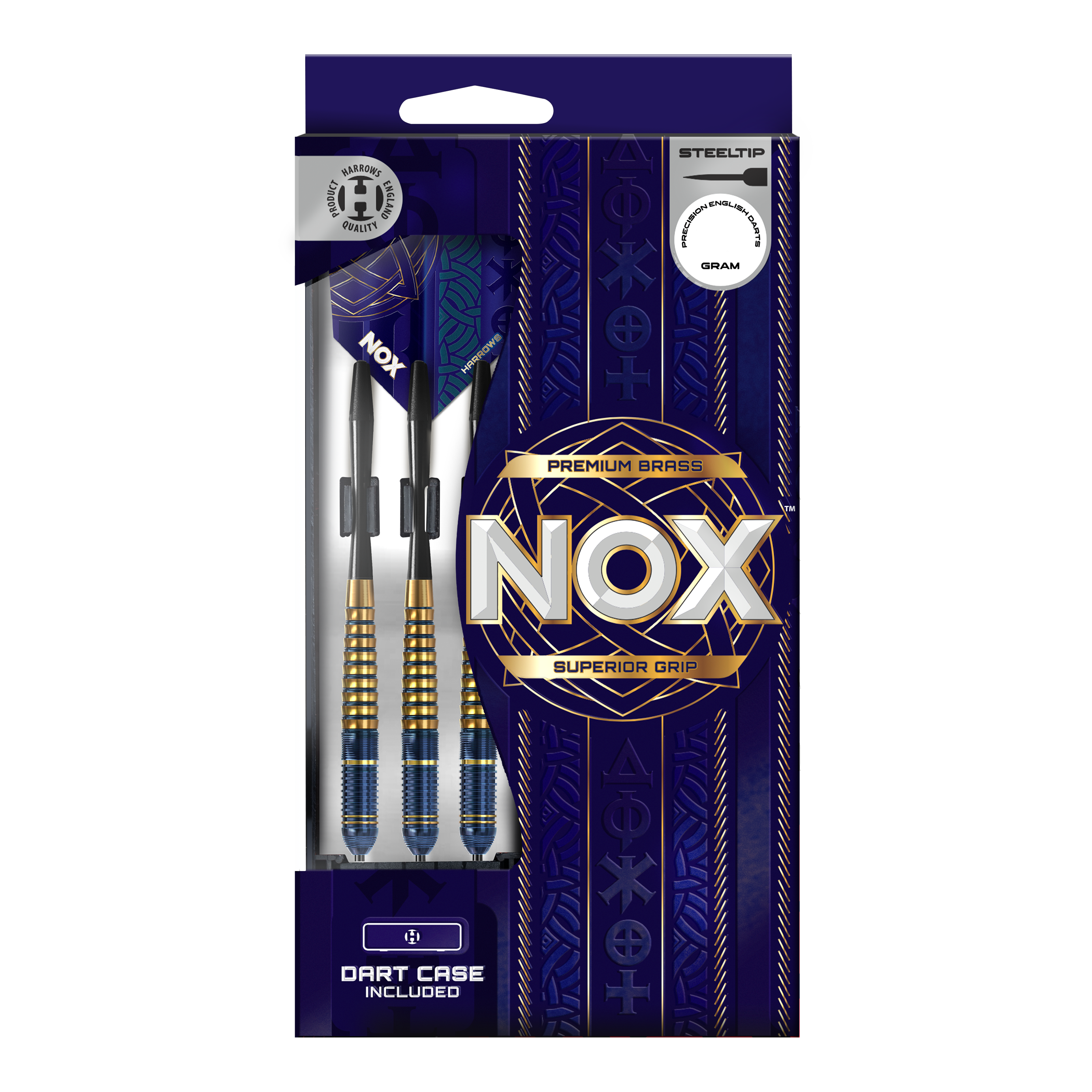 Fléchettes Harrows Nox Premium en laiton et acier Zu sehen sind die Harrows Nox Premium Brass Steeldarts. Die Dartpfeile zeichnen sich durch ihre hohe Qualität und Robustheit aus.