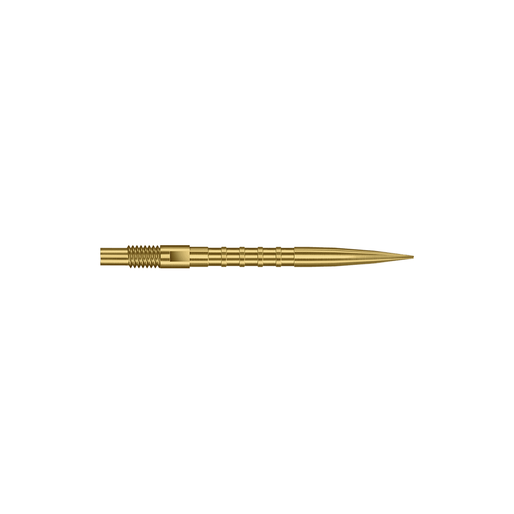 Pointes de fléchettes Harrows Quick Point Heavy Metal - Or Diese Abbildung zeigt goldene Dartspitzen mit Heavy Metal Grip, 26 mm. Die Spitzen sind besonders für präzises Darten geeignet.