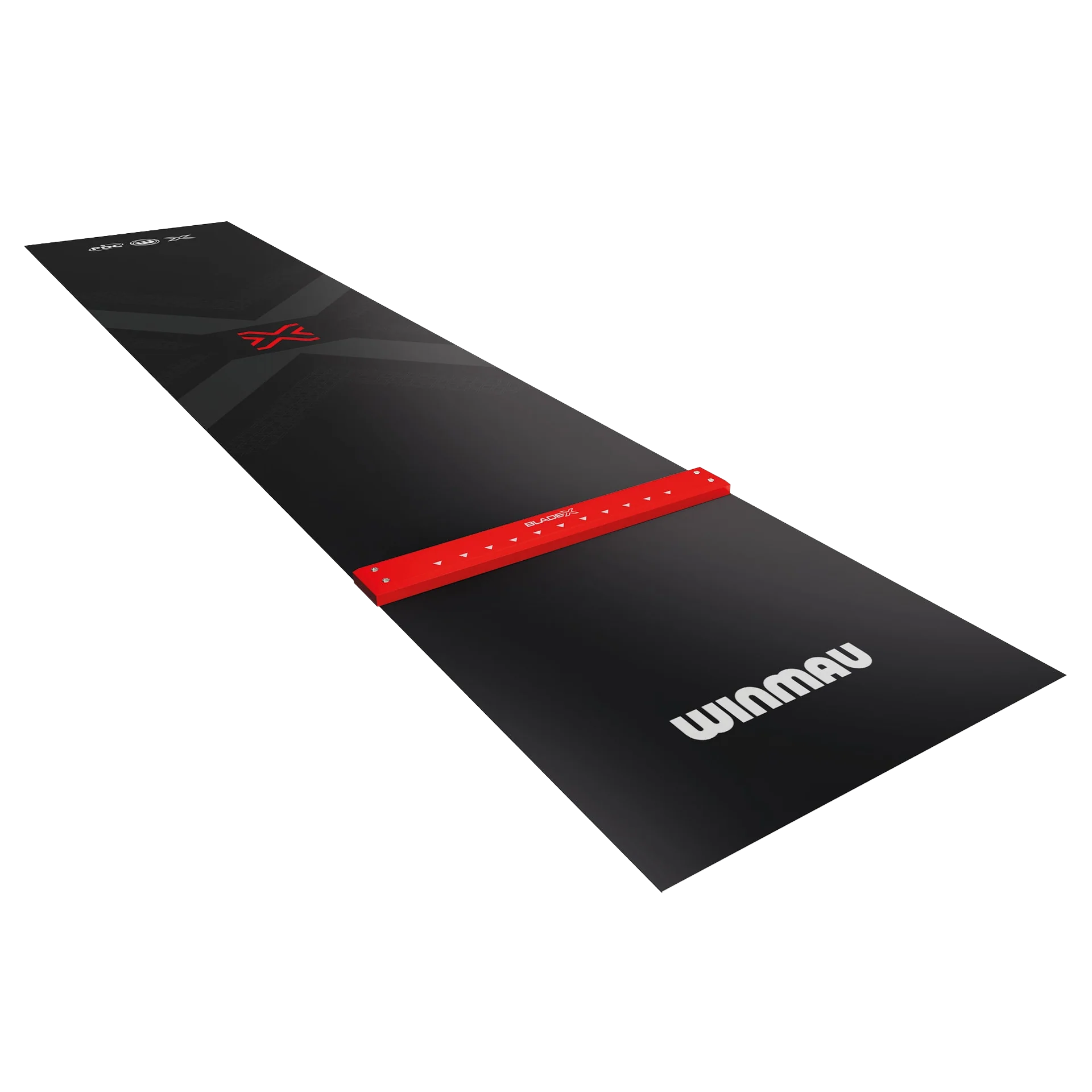 Tapis de fléchettes Winmau Blade X en PVC Die Abbildung zeigt die Winmau Blade X PVC Dartmatte. Die Matte ist ein Zubehör für Dartspieler und schützt den Boden beim Spielen.