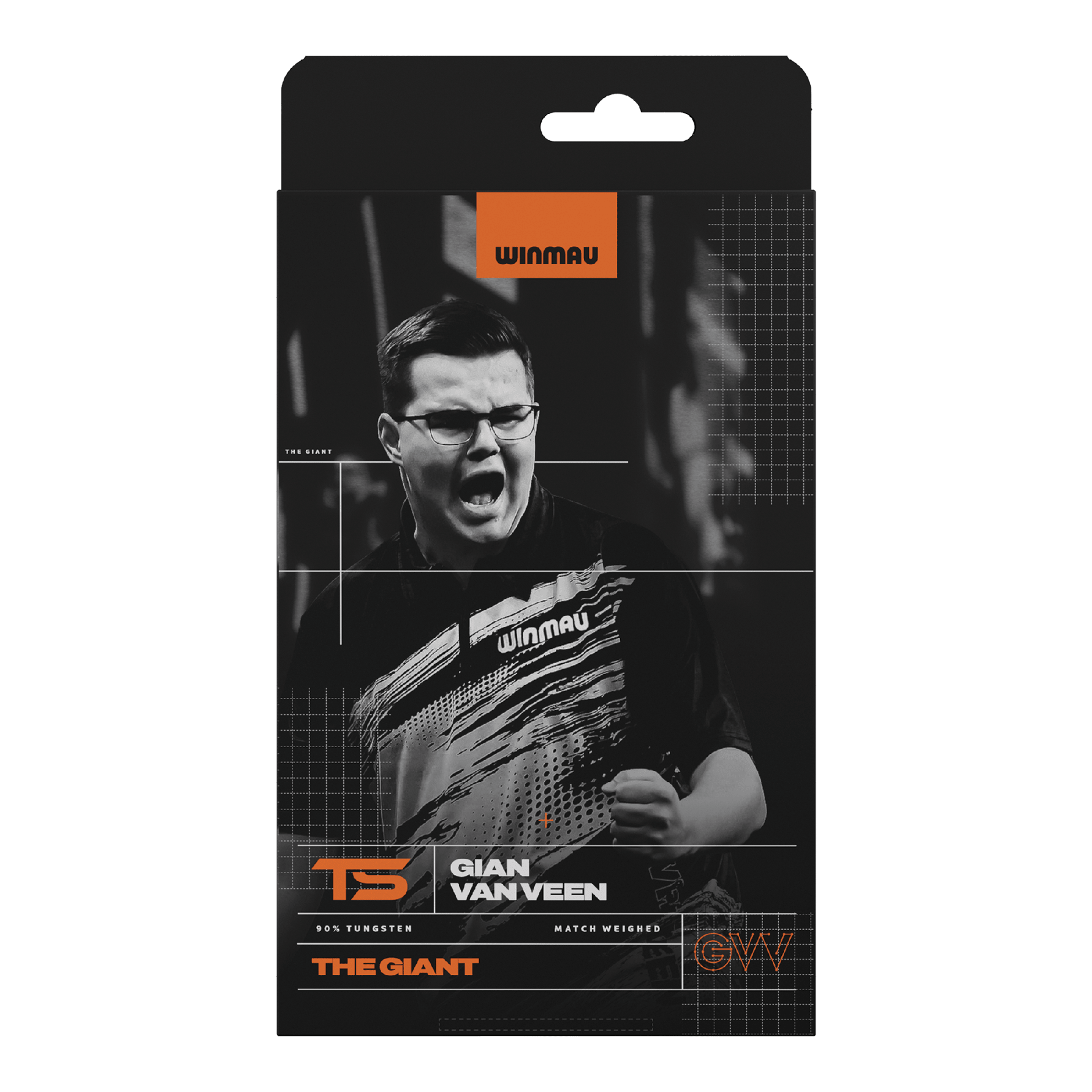 Fléchettes en acier Winmau Gian Van Veen TS Switch Point Das Bild zeigt die Winmau Gian Van Veen TS Switch Point Steeldarts. Die Grafik stellt die Details der Darts dar.