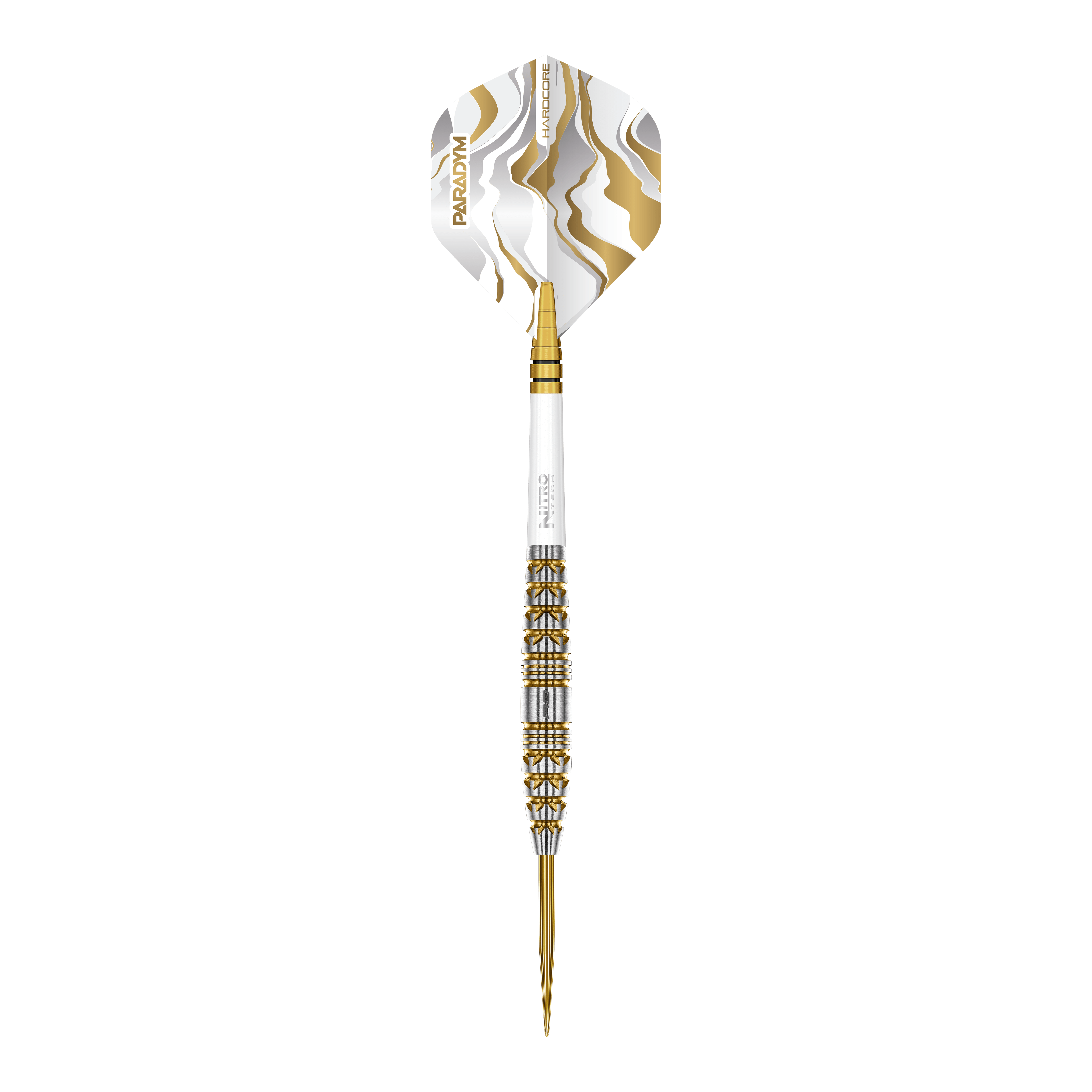 Fléchettes en acier Red Dragon Paradym Gold Torpedo Das Bild zeigt die Red Dragon Paradym Gold Torpedo Steeldarts. Diese Steeldarts haben eine torpedoförmige Spitze und eine goldene Farbe.