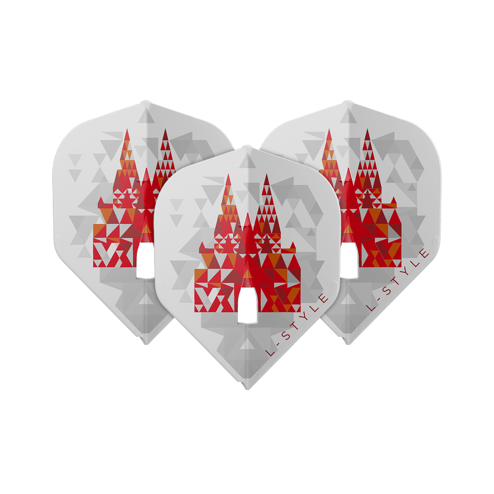 Vols blancs L-Style Florian Hempel Signature V2 L1PRO L-Style Florian Hempel Signature V2 L1PRO White Flights auf weißem Hintergrund. Die Flights sind speziell für Darts konzipiert.