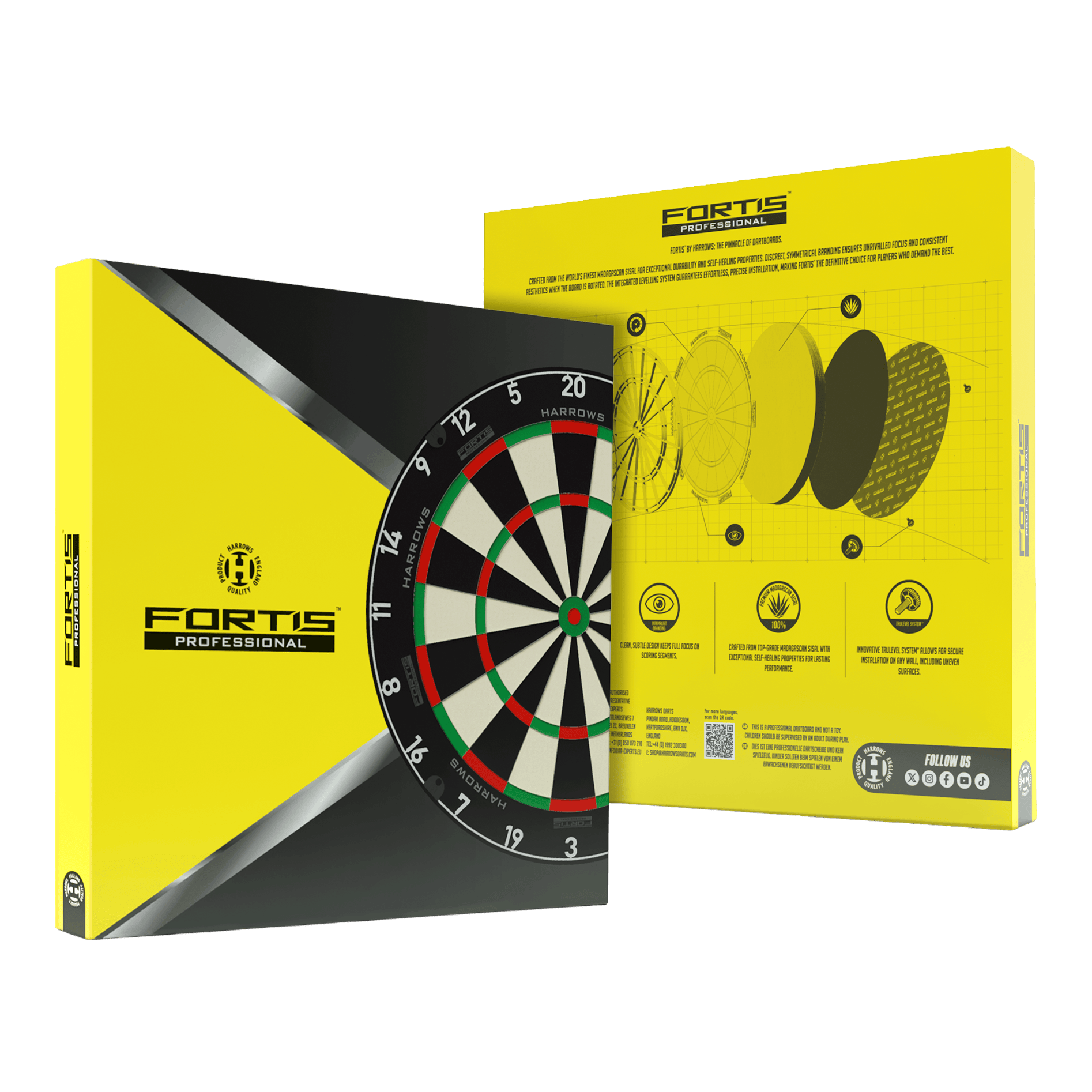 Cible de fléchettes en acier Harrows Fortis Das Bild zeigt das Produkt Harrows Fortis Steeldartboard. Es handelt sich um ein hochwertiges Dartboard für Steeldarts.
