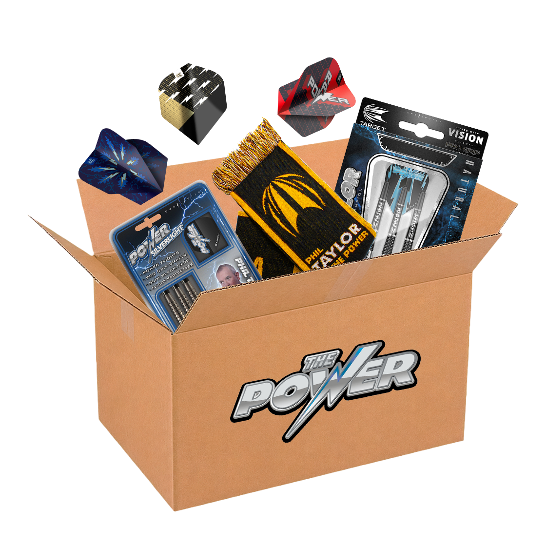 Boîte mystère McDart - Phil Taylor Softdart Zu sehen ist die McDart Mystery Box - Phil Taylor Softdart. Das Produkt richtet sich an Fans von Phil Taylor Softdarts.