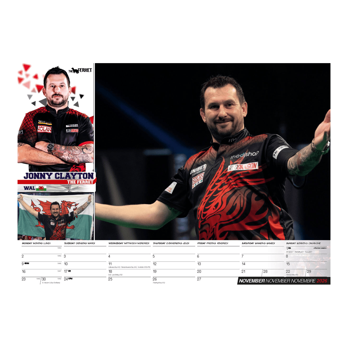 Darts Kalender 2026 Darts Kalender 2026 wird präsentiert. Der Kalender zeigt Motive rund um Darts für das Jahr 2026.