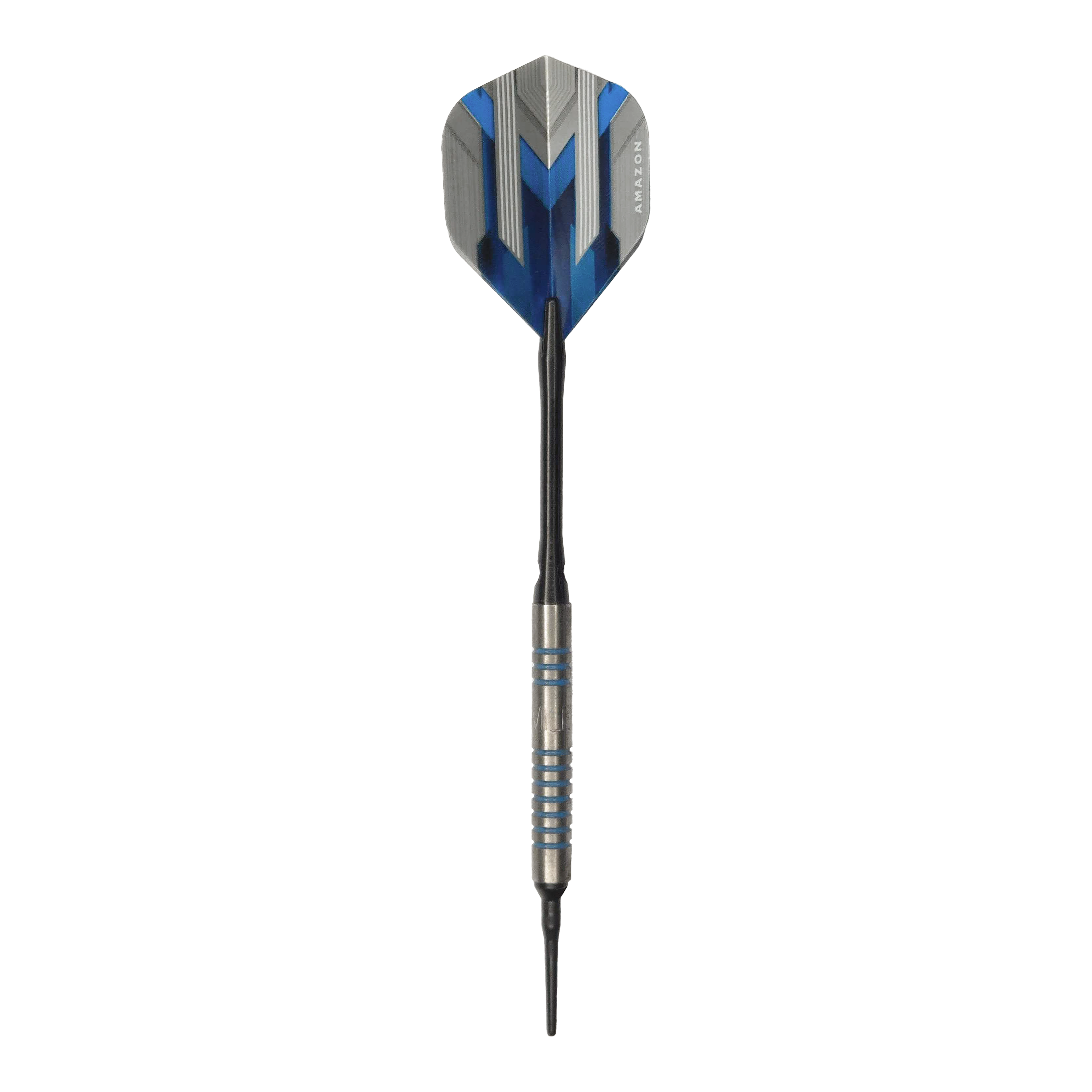 Fléchettes souples McDart 85 Tungsten V1 - 17 g Dies ist ein McDart 85er Tungsten V1 Softdart mit einem Gewicht von 17g. Der Dart hat blaue und silberne Akzente und eine schwarze Spitze.