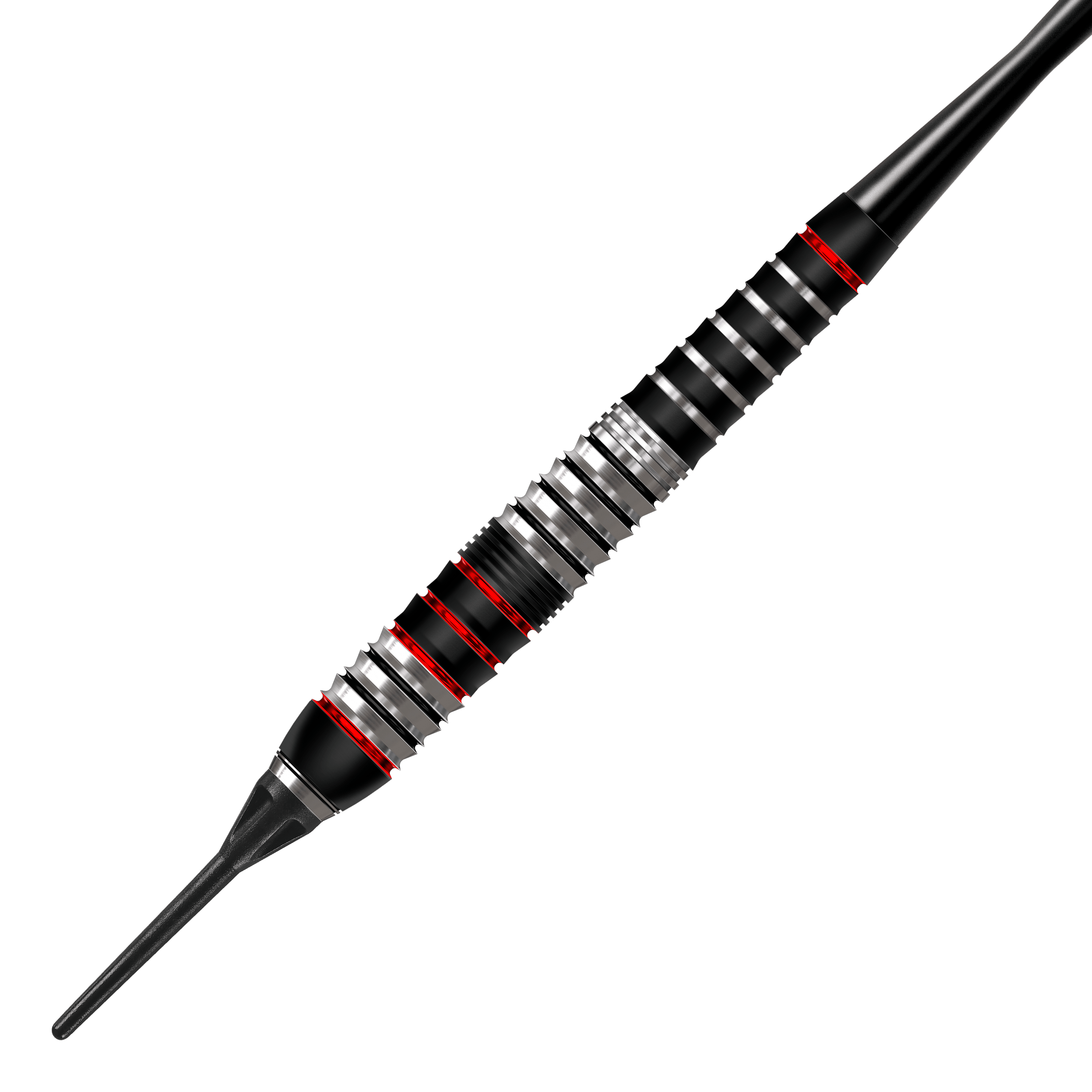Fléchettes souples en laiton Ryan Searle Harrows Heavy Metal Hier sind die Harrows Heavy Metal Ryan Searle Brass Softdarts dargestellt. Die Softdarts sind in Nahaufnahme sichtbar und zeigen ein detailreiches Design.