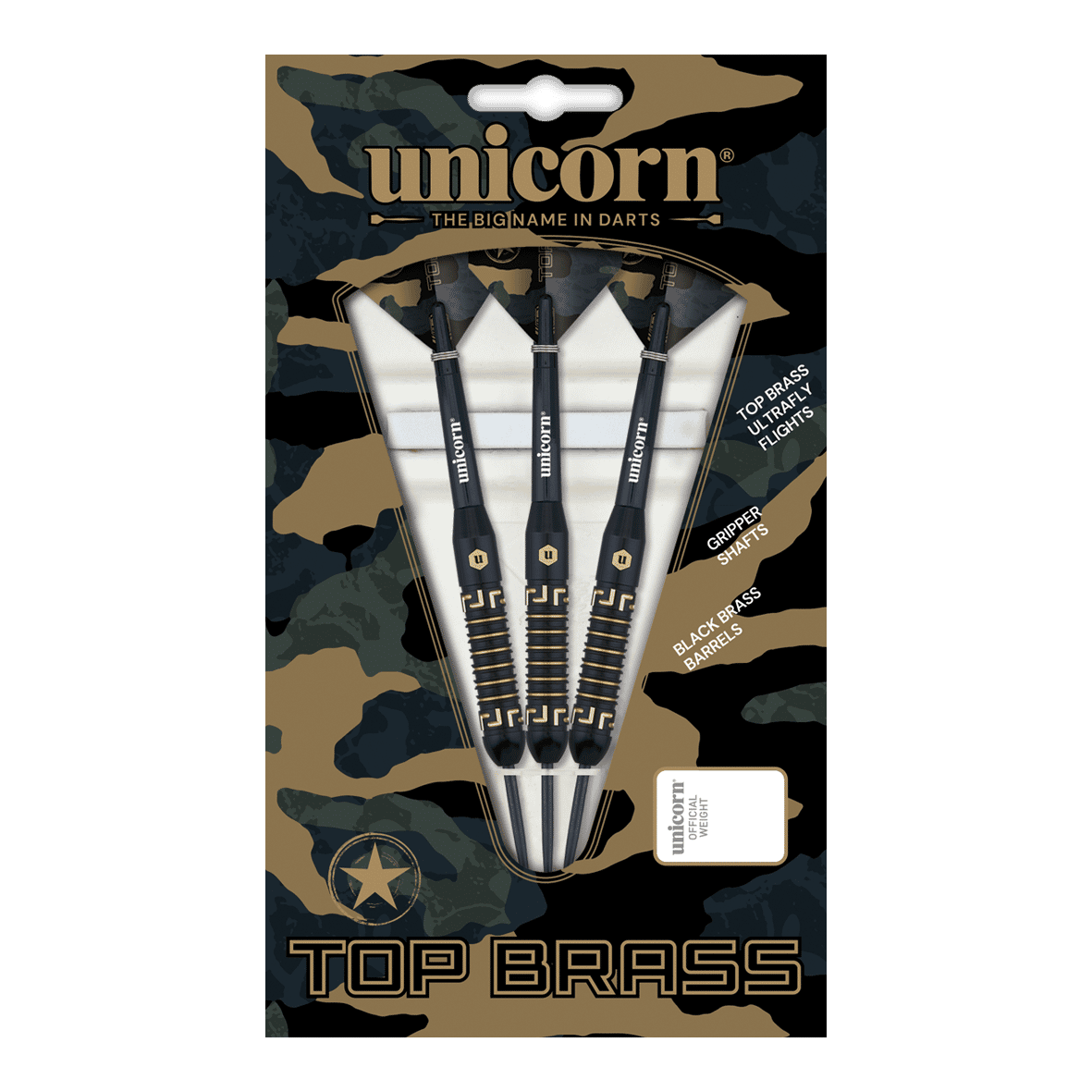 Fléchettes en acier Unicorn Top Brass V1 - 20 g