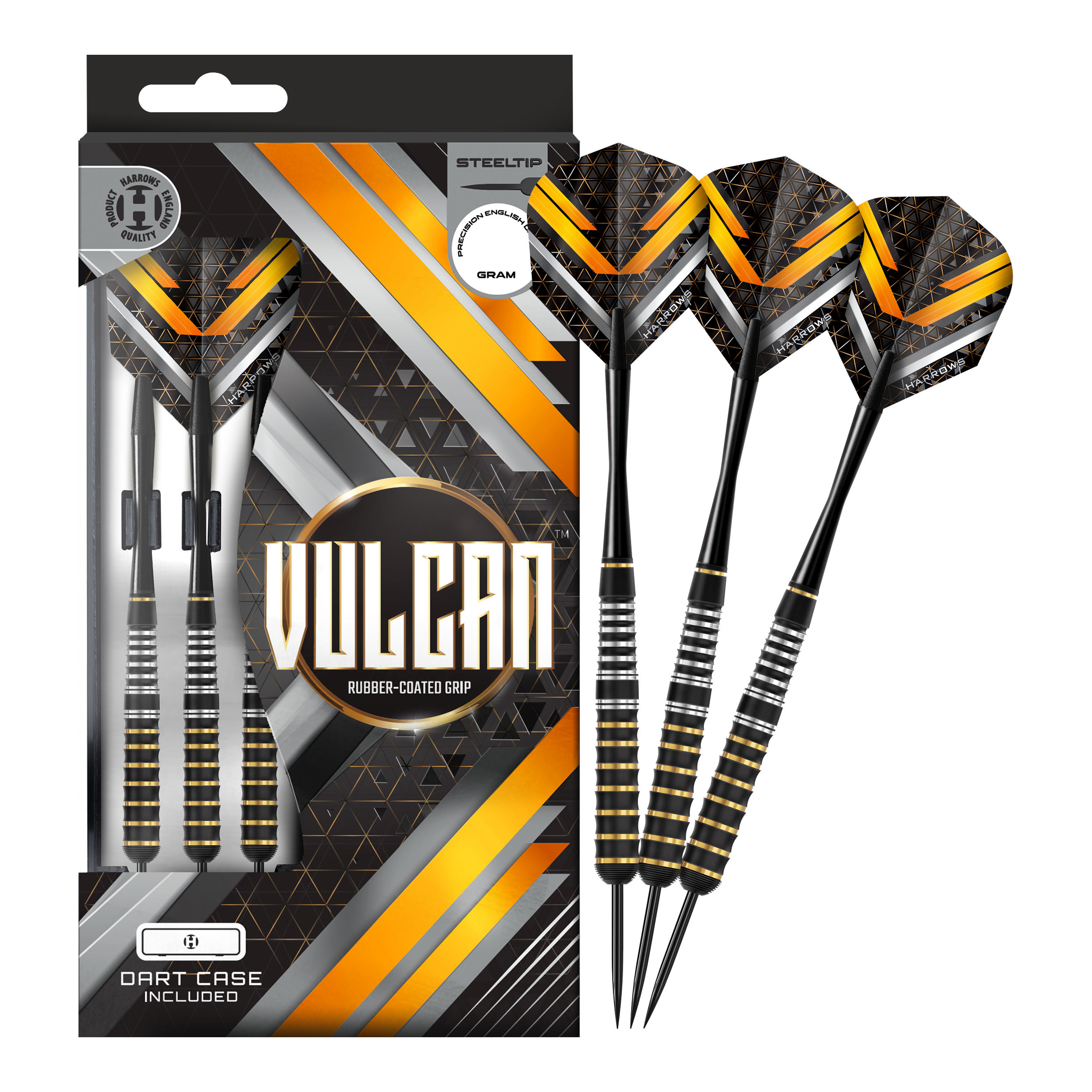 Fléchettes en acier Harrows Vulcan Zu sehen sind hier Harrows Vulcan Steeldarts. Die Darts werden komplett dargestellt.