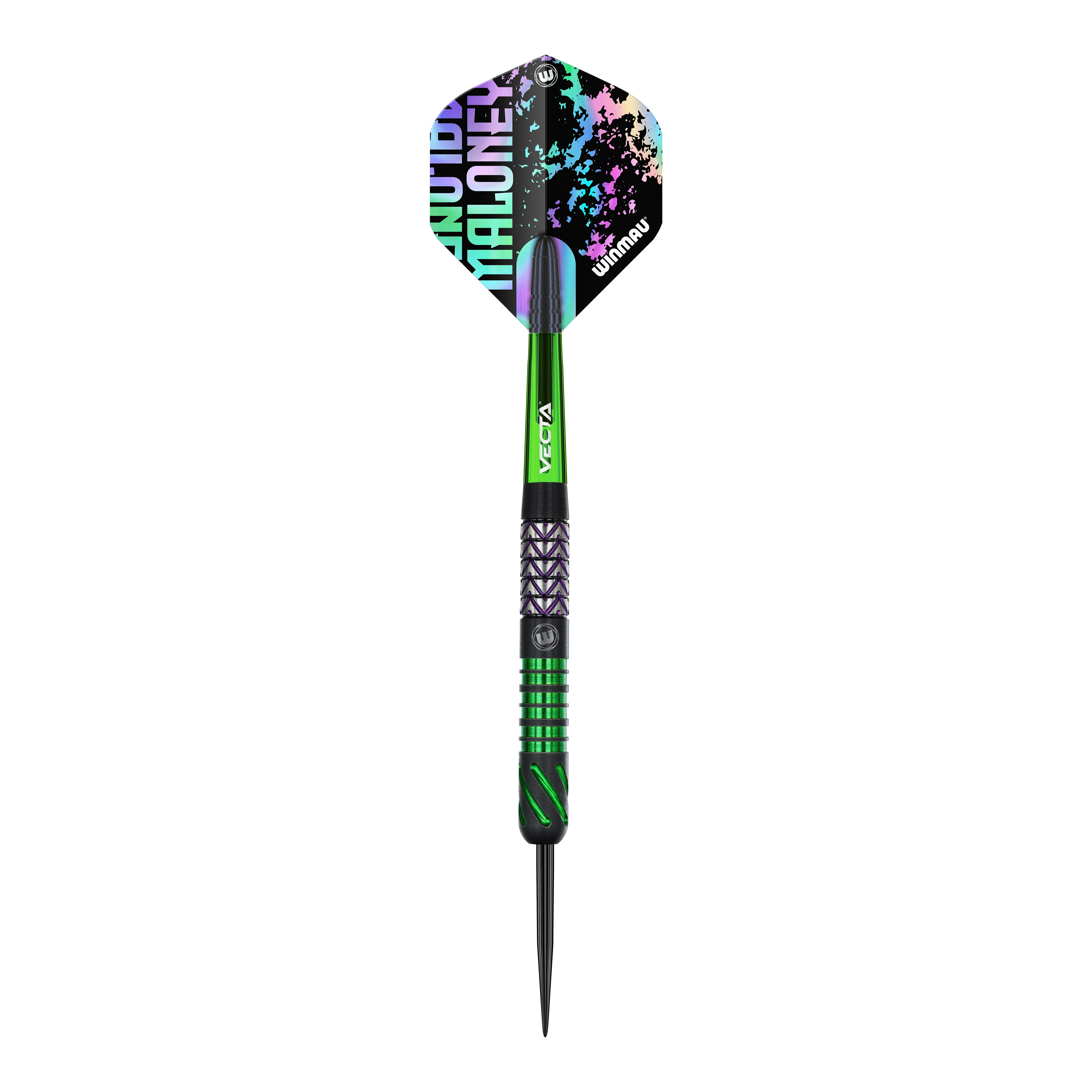 Gezeigt werden die Winmau Mike Maloney Steeldarts. Sie sind ideal für Dart-Wettkämpfe und Hobbyspieler.