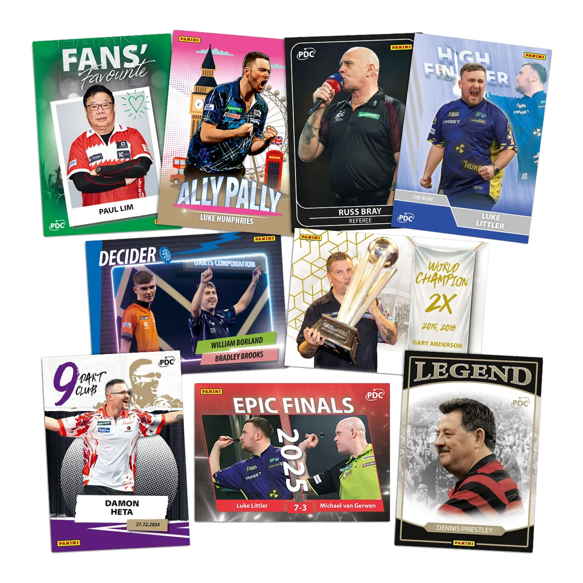 Das Bild zeigt die Panini PDC World Championship 2026 Trading Cards - Collectors Box. Es handelt sich um Sammelkarten zur Dart-Weltmeisterschaft.