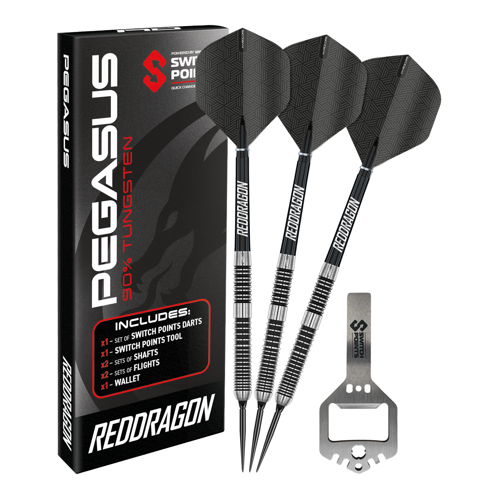Fléchettes en acier Red Dragon Pegasus Switch Point Abgebildet sind Red Dragon Pegasus Switch Point Steeldarts. Diese Darts sind robust und für verschiedene Spielniveaus geeignet.