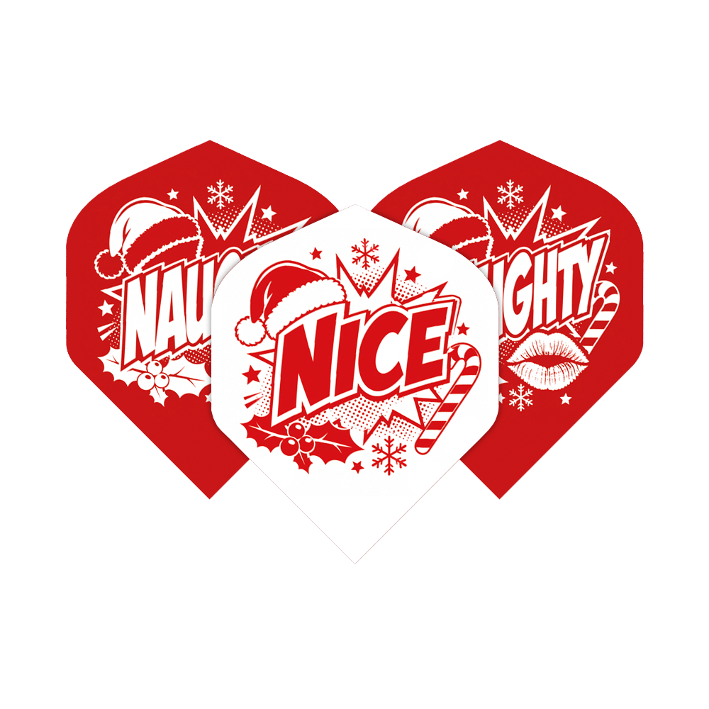 Abgebildet ist das Produkt McDart Naughty Or Nice No2 Standard Flights. Es handelt sich um Dartflights in Standardgröße.