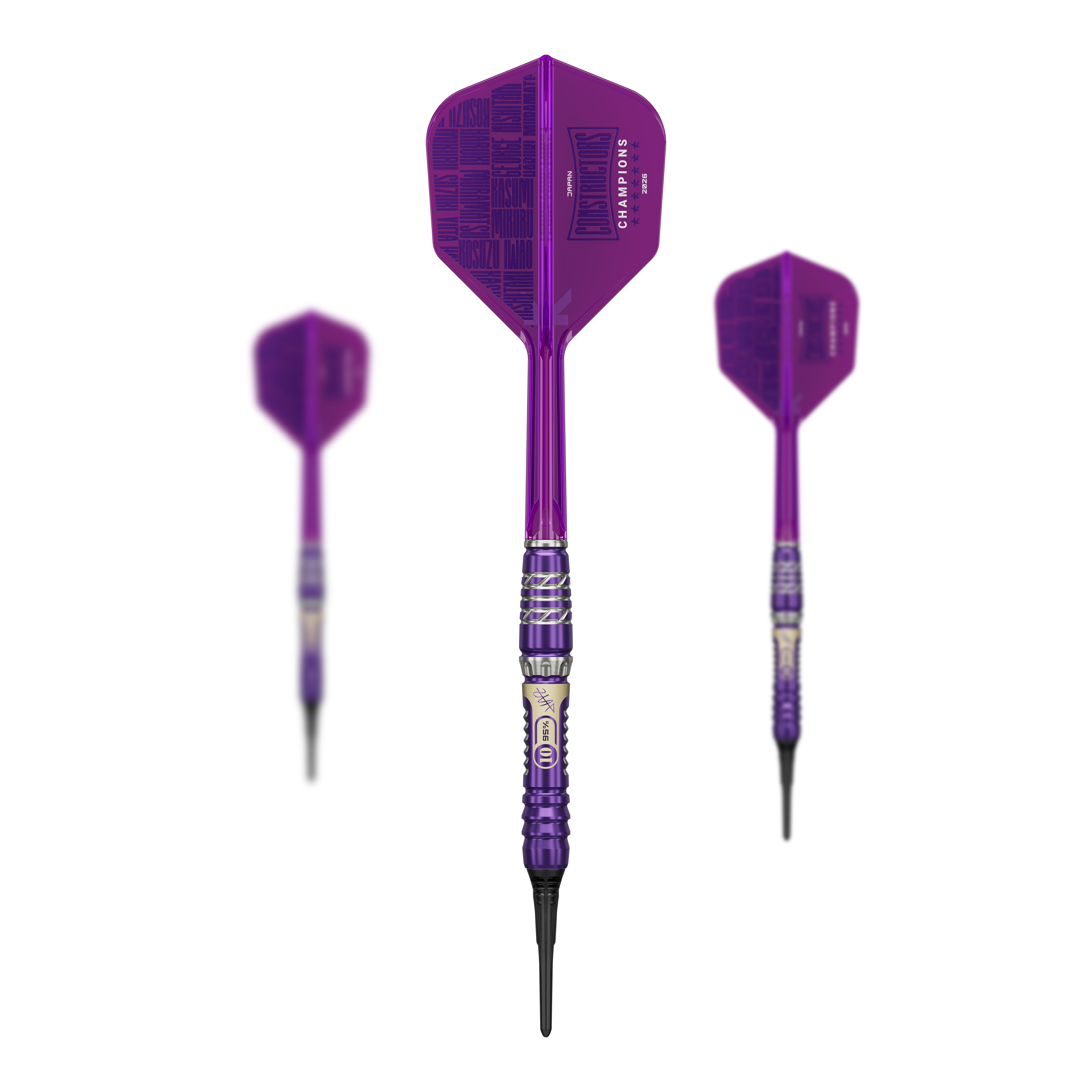 Fléchettes Target Japan Rising Sun GEN10 Constructors Champions Limited - 21,5 g Das Bild zeigt ein Set der Target Japan Rising Sun GEN10 Constructors Champions Limited Darts - 21,5g. Das Produkt besteht aus mehreren Darts in einem Paket.