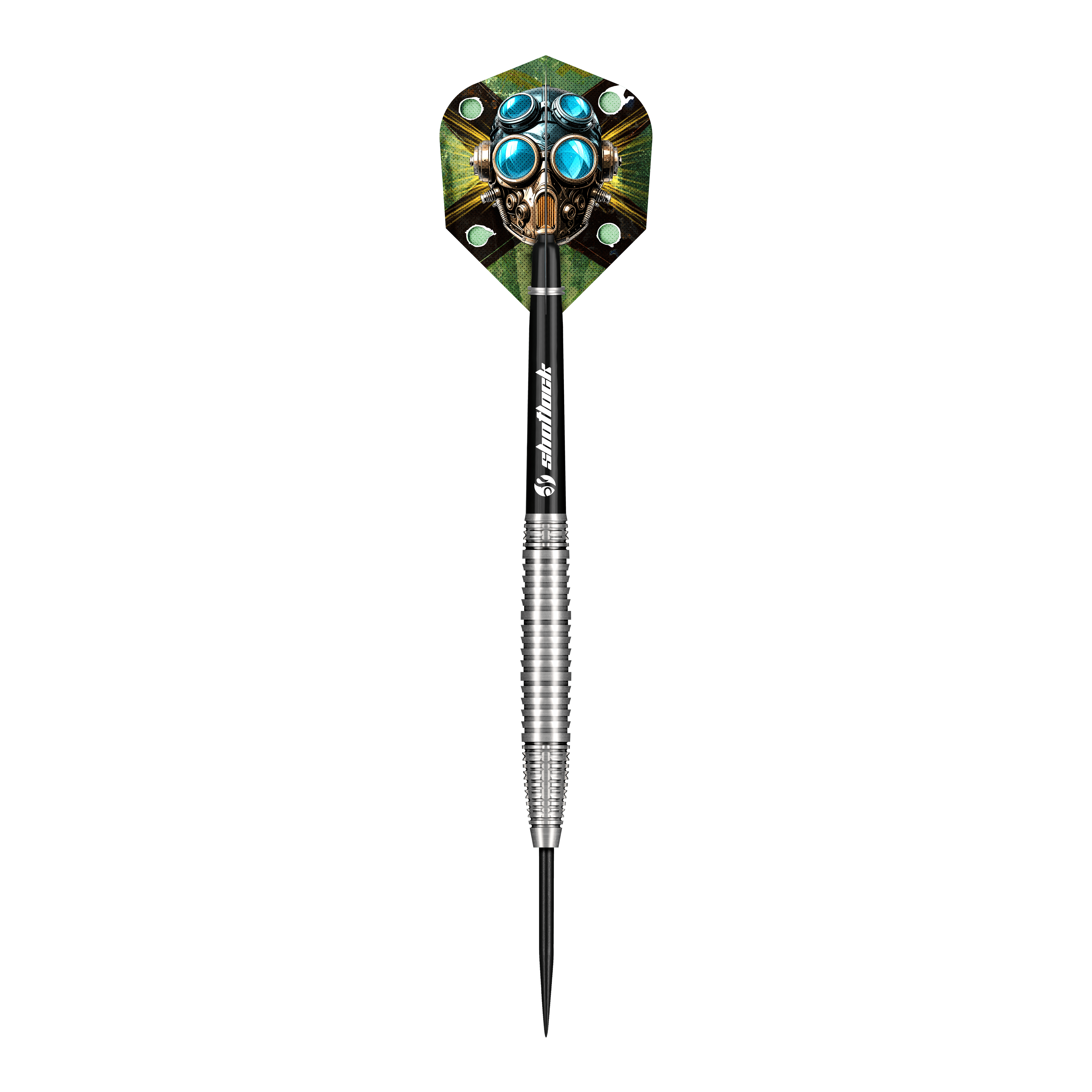 Fléchettes en acier Shot Badlands Krush Das Bild zeigt die Shot Badlands Krush Steeldarts. Es handelt sich um spezielle Steeldarts für Präzisionsspiel.