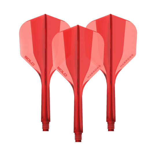Système de flèche Harrows Solo No6 - Rouge Ein Flight-Shaft-System in Rot wird gezeigt. Das Bild zeigt das Harrows Solo No6 Flight Shaft System mit einer Länge von 27 mm.