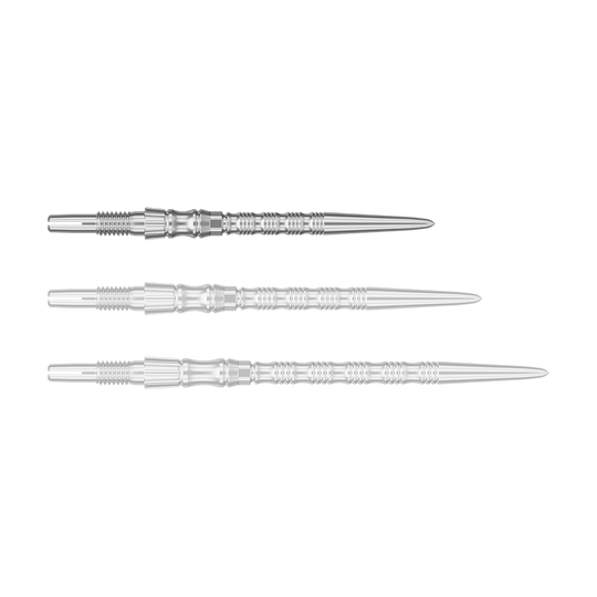 Pointes de fléchettes en acier Target Signature Swiss Point TRB - argent Abgebildet ist eine einzelne silberfarbene Dartspitze mit einer Länge von 30 mm. Das Produkt scheint aus der Serie 'Target SwissPoint Signature TRB' zu stammen.
