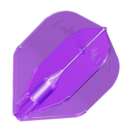Vols L-Style Fantom L3EZ Violet Das Bild zeigt ein lilafarbenes Dartflugblatt des Modells "L-Style Fantom L3EZ". Das Flight hat eine glatte, glänzende Oberfläche und eine moderne, aerodynamische Form.