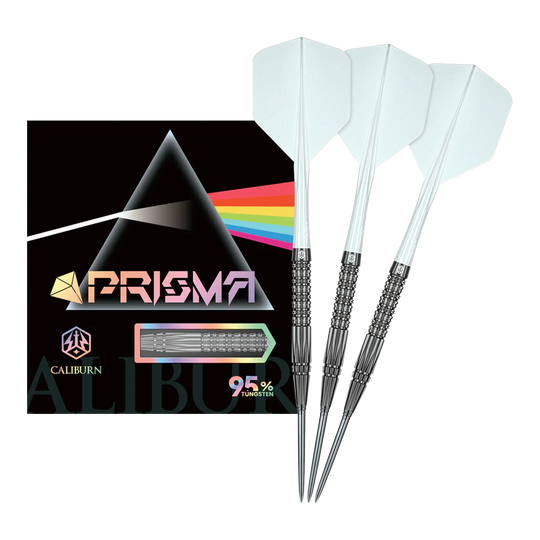 Fléchettes en acier Caliburn Prisma P2 - 20,5 g Auf dem Bild sieht man die Caliburn Prisma P2 Steeldarts, 20,5g. Diese Steeldarts bieten ein modernes Design für Turnierspieler.