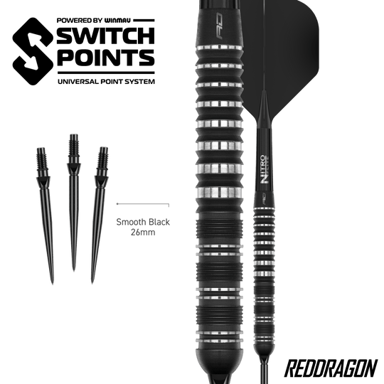 Fléchettes en acier Red Dragon Sable Parallel Switch Point Abgebildet sind die Red Dragon Sable Parallel Switch Point Steeldarts. Präzision und gutes Design zeichnen diese Darts aus.