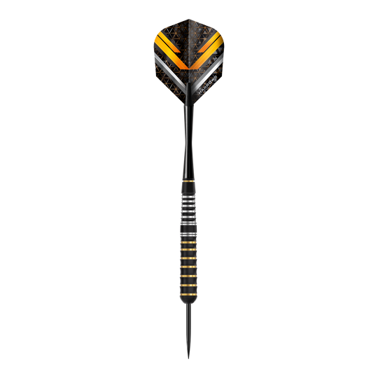 Auf dem Foto sind Harrows Vulcan Steeldarts zu sehen. Sie zeichnen sich durch ihr modernes Design aus.