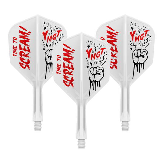 Système d'arbre de vol K-Flex Scream No6 de Target Japan Zu sehen ist das Produkt 410242_Target_Japan_K-Flex_Scream_No6_Flight-Shafts-System_19mm_1Set. Es dürfte sich um einen Dartflight mit Schaftsystem handeln.