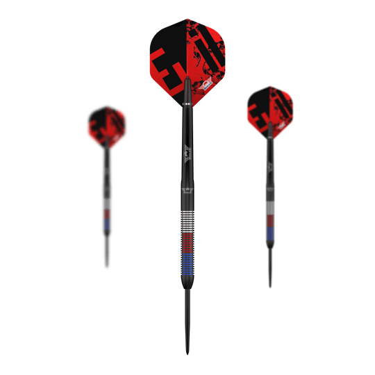 Fléchettes en acier Bulls NL Karel Sedlacek E2 - 24 g Die Abbildung zeigt die Bulls NL Karel Sedlacek E2 Steeldarts mit 24 Gramm. Der Dart ist deutlich und aus nächster Nähe zu sehen.
