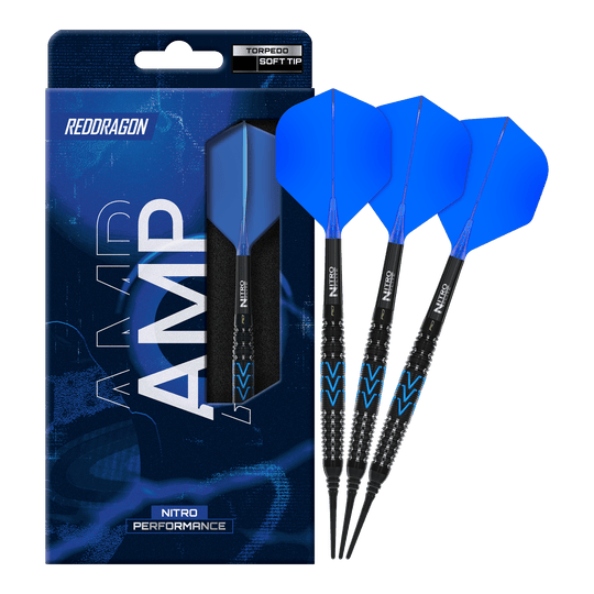 Fléchettes souples Red Dragon Amp Torpedo - 22 g Gezeigt wird ein vollständiger Satz Red Dragon Amp Torpedo Softdarts mit 22g. Das Set eignet sich für das Softdartspiel.