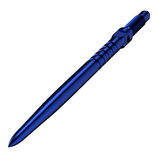 Pointes de fléchettes convertibles Bulls NL - Grip annelé - Bleues Das Bild zeigt ein Produkt namens BU57713_BullsNL_Convertible_Points_RingedGrip_Blau_32mm_2. Vermutlich ist es ein blauer Dartspitze mit Ringed Grip und 32mm Länge.