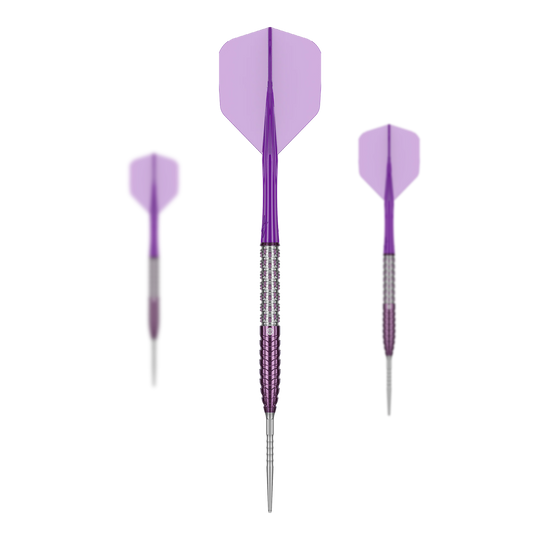 Fléchettes en acier Caliburn Awakening ET Das Bild zeigt die Caliburn Awakening E.T. Steeldarts. Es handelt sich um ein Set Steeldarts für Dartspieler.