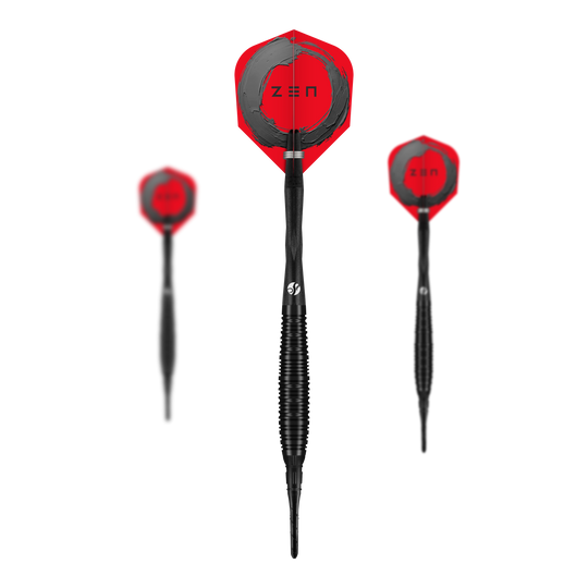 Fléchettes souples Shot ZEN Bomber - 20 g Das Bild zeigt das Set der Shot ZEN Bomber Softdarts - 20g. Es handelt sich um hochwertige Softdarts für den professionellen Einsatz.