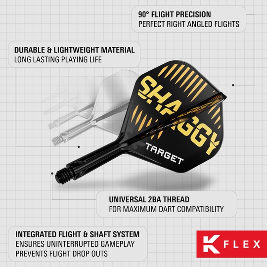 Système de flèche standard Target K-Flex Scott Williams n° 2 Das Bild zeigt das Produkt „Target K-Flex Scott Williams No2 Standard Flights“ mit den wichtigsten Merkmalen. Es hebt die langlebigen Materialien, die präzise Flugausrichtung und das integrierte Flight- und Shaft-System hervor.