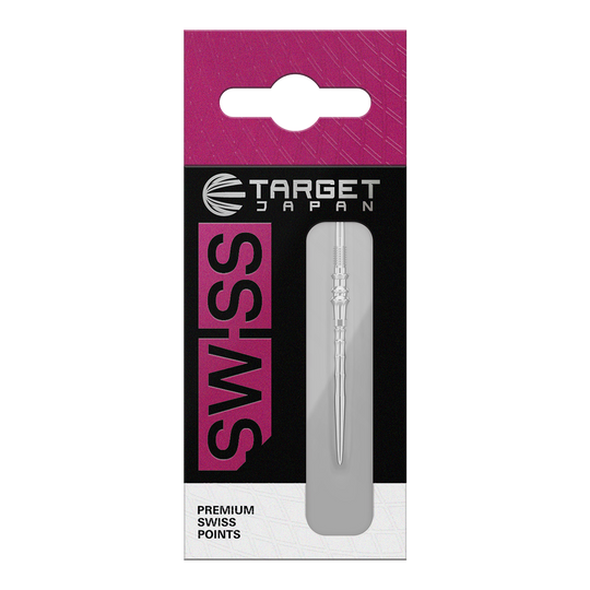 Hier sind die Target Japan Premium Swiss Point Dartspitzen in Silber abgebildet. Sie eignen sich für präzises und sicheres Spielen.