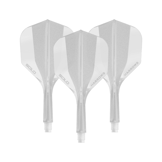 Système d'arbre de vol Harrows Solo No6 - Transparent Zu sehen ist ein Harrows Solo No6 Flight Shaft System in klarer Ausführung, 20mm, als Set. Das Produkt wird als Ersatzteil für Dartpfeile verwendet.