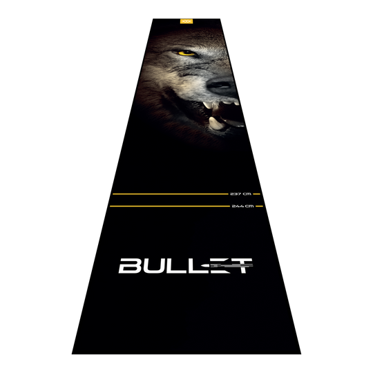 Tapis de fléchettes Bullet Fang Abgebildet ist die Bullet Fang Dartmatte. Die Matte sorgt für einen sicheren Stand und schützt den Boden beim Dartspielen.