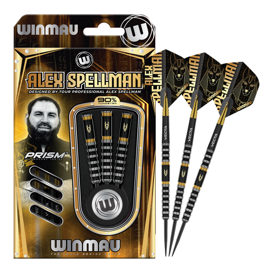 Fléchettes en acier Winmau Alex Spellman Winmau Alex Spellman Steeldarts werden auf diesem Bild vollständig gezeigt. Das Produkt ist für professionelle und Hobbyspieler geeignet.