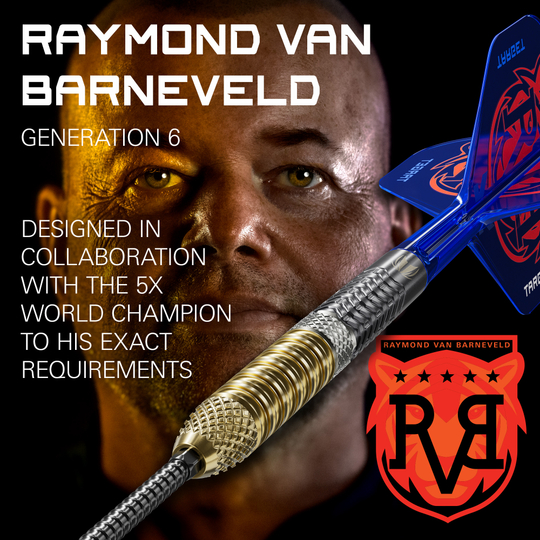 Fléchettes en acier Target Raymond Van Barneveld GEN6 Swiss Point Das Foto präsentiert die Target Raymond Van Barneveld GEN6 Swiss Point Steeldarts. Das Design der Darts ist modern und von Raymond Van Barneveld inspiriert.