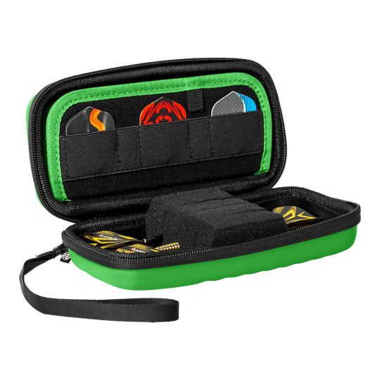 Étui à fléchettes Bulls Orbis S - Vert Das Bild zeigt das Produkt Bulls Orbis S Dartcase in Grün. Es handelt sich um ein kompaktes Dartcase zur Aufbewahrung von Dart-Zubehör.