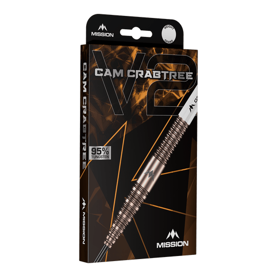 Fléchettes Mission Cam Crabtree V2 en acier tungstène à 95 % Das Bild zeigt die Mission Cam Crabtree V2 95% Tungsten Steeldarts. Diese Darts zeichnen sich durch ihr professionelles Design und hohe Qualität aus.
