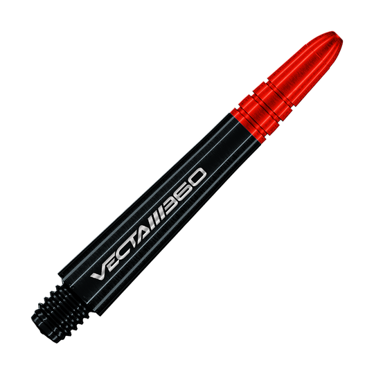 Manche Winmau Vecta Blade 360 - Noir Das Bild zeigt Winmau Vecta Blade360 Shafts in Schwarz mit einer Länge von 40 mm. Die Shafts werden aus einer anderen Perspektive präsentiert.