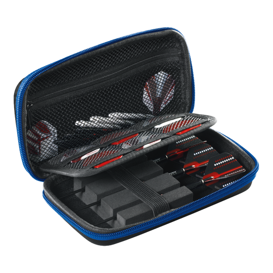 Étui à fléchettes Winmau PDC Dies ist ein Winmau PDC Dartcase mit einem blauen Reißverschluss. Im Inneren befinden sich Fächer und elastische Bänder für die sichere Aufbewahrung von Darts und Zubehör.