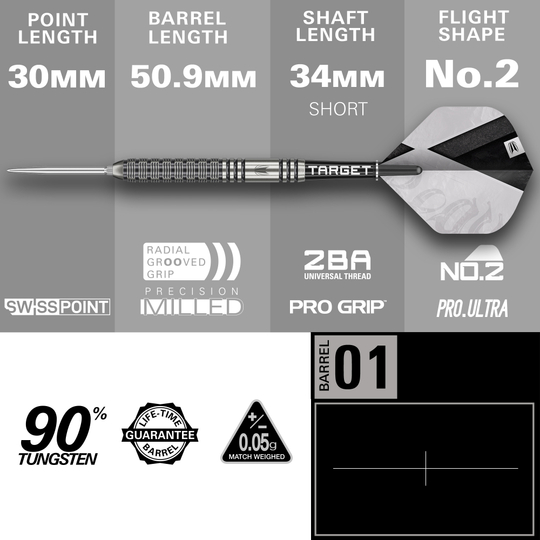 Fléchettes en acier Target Beau Greaves GEN1 Swiss Point Abgebildet sind die Target Beau Greaves GEN1 Swiss Point Steeldarts. Diese Darts zeichnen sich durch ihre innovative Swiss Point Technologie aus.